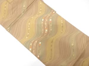 未使用品　流水に桜散らし模様織り出し　名古屋帯